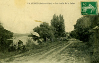 Artiste-peintre ou pêcheur sur le chemin/du bord de Seine de Médan à Villennes