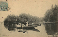 Rameurs au confluent des deux bras de la Seine/(pointe de l'île)