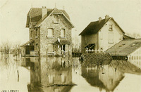 Maisons du bord de Seine, immergées/pendant la crue de 1910