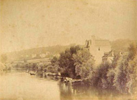 Le petit bras de la Seine/avec deux maisons de la rue du Pont