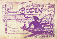 Carte publicitaire du restaurant Bodin/"Aux Tilleuls"