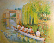 Yolette sur le petit bras de la Seine, près du pont