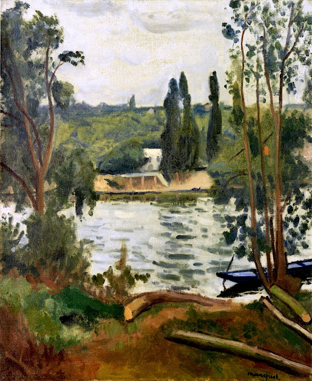 Tableau d'Albert Marquet représentant le restaurant Les Peupliers.