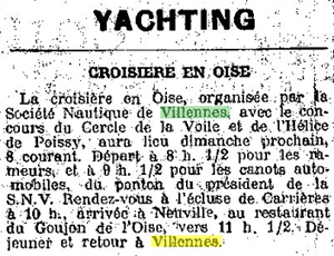 Article du journal L'Aéro sur le yachting en 1912.