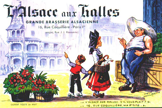 Publicité pour le restaurant L'Alsace.