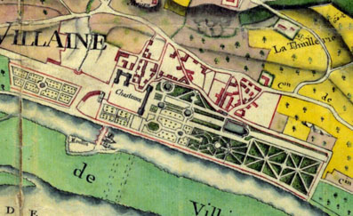 Le château de Villennes sur le plan d'intendance de 1786.