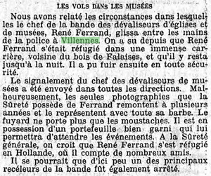 Article du journal Le Gaulois, 15 avril 1912