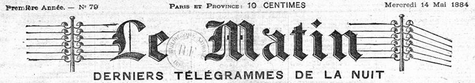 Article du journal Le Matin de 1884