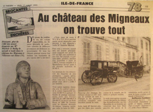 Article du Parisien sur la vente du château en 1993