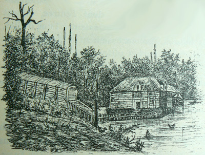 Gravure du moulin de Migneaux par Edmond Bories