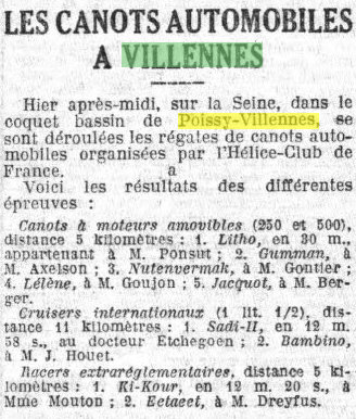 Article du Petit Parisien du 8/9/1926.