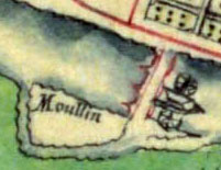 Dessin du moulin-bateau sur le pont de Villennes.