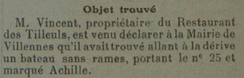 Annonce d'objets trouvés au restaurant des Tilleuls.