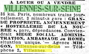Annonce de vente de la Nourrée en 1939.