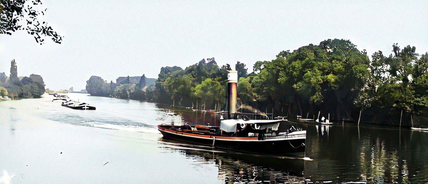 Bandeau décoratif sur le transport fluvial