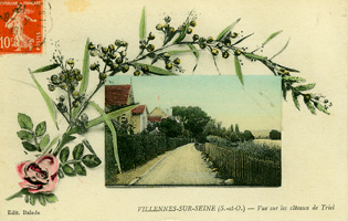Carte postale fleurie de Villennes, 1912.
