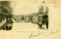 Carte postale ancienne du pont de Villennes.