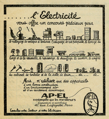 Verso d'une facture d'électricité de 1927