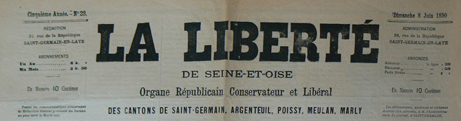 En-tête du journal La Liberté de Seine-et-Oise, 1890