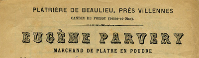 En-tête de facture d'Eugène Parvery, 1872.
