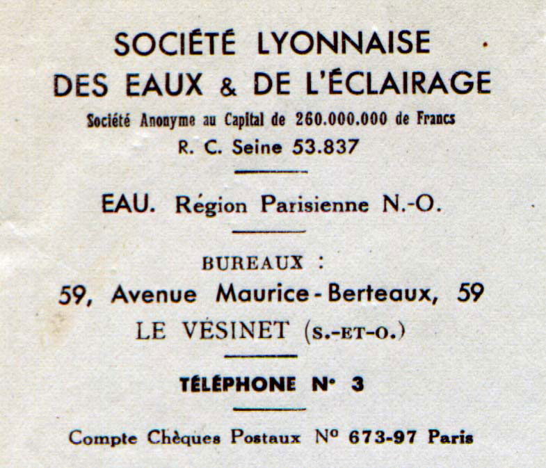 En-tête de la Société Lyonnaise des Eaux, 1936