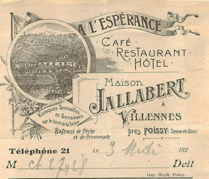 L'entête d'une facture du restaurant Jallabert