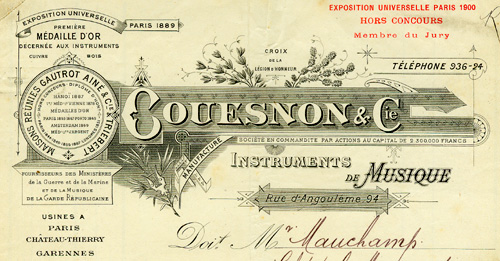 Factures des fournisseurs d'instruments
