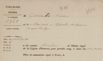 Fiche Légion d'Honneur Geerinckx