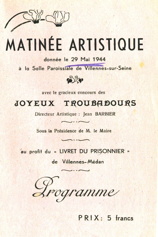 Programme de la matinée de mai 1944, partie 1.