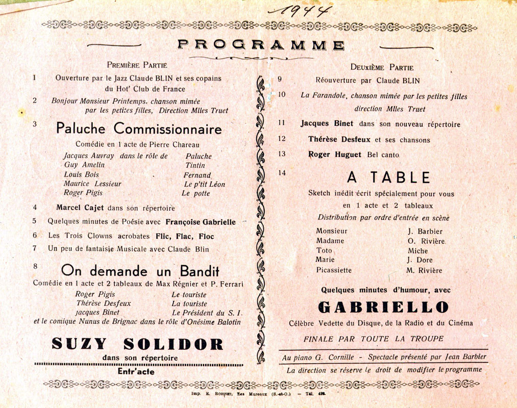 Programme de la matinée de mai 1944, partie 2.