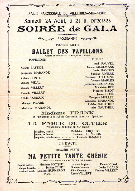 Programme du gala des papillons.