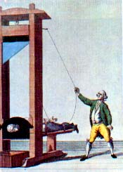 Illustration d'une guillotine de l'époque révolutionnaire.