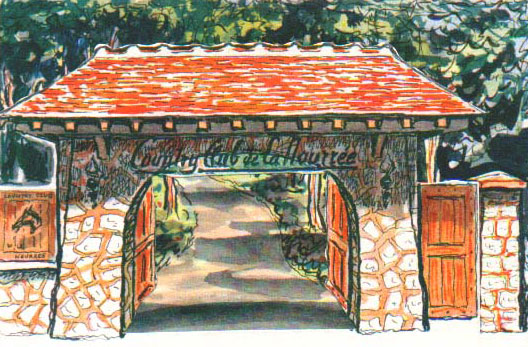 L'entrée de l'Hostellerie Nourrée. Cliquez pour voir l'allée.
