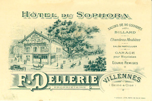 Carte publicitaire de l'hôtel Sophora, Dellerie