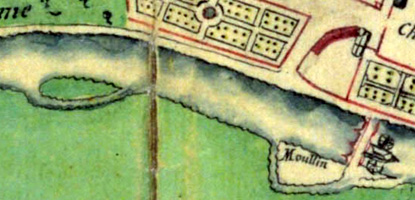 Îlot en amont du pont sur le plan d'intendance.