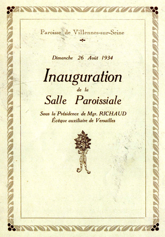 Programme de l'inauguration de la salle paroissiale, partie 1