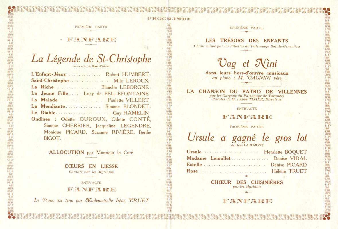 Programme de l'inauguration de la salle paroissiale, partie 2