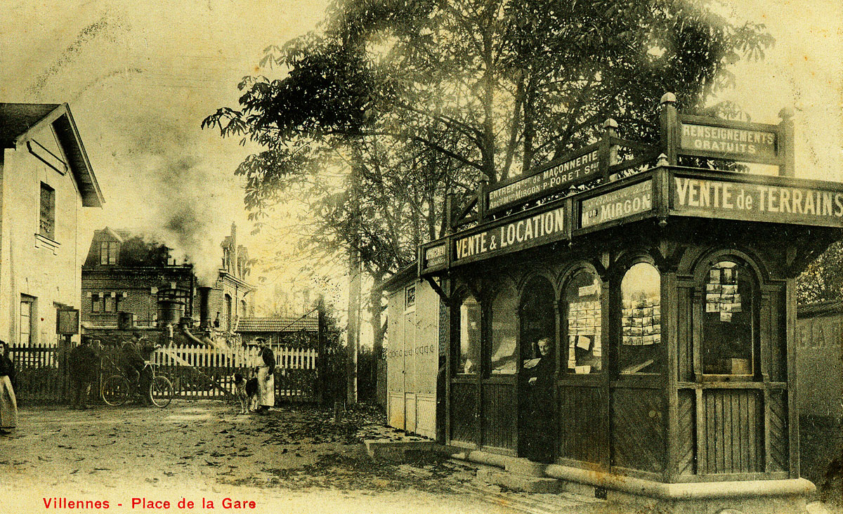 Les kiosques près de l'ancienne gare en 1905
