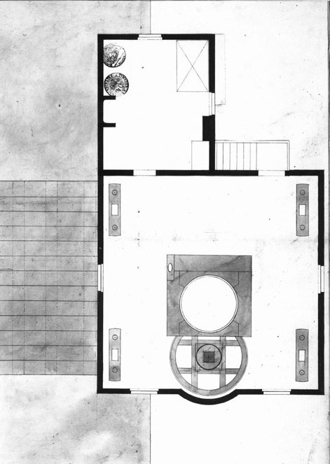 Plan du moulin sur le pont en 1811, plan du rez-de chaussée.