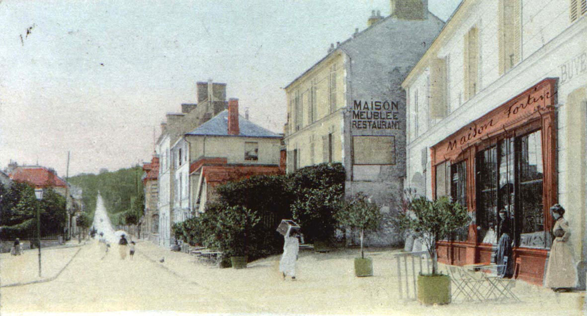 Place de l'église avec épicerie et restaurant en 1924