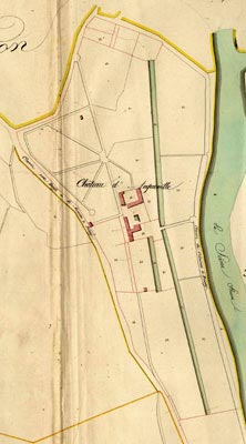 Zoom sur le château dans le cadastre de 1821