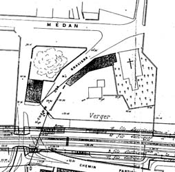 Plan de l'église et de la halte en 1892