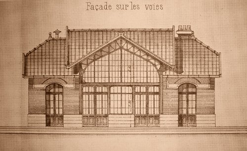 Plan de façade de la gare de Villennes