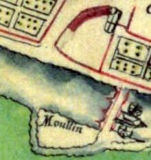 Plan d'intendance de 1786 montrant l'église et le pont