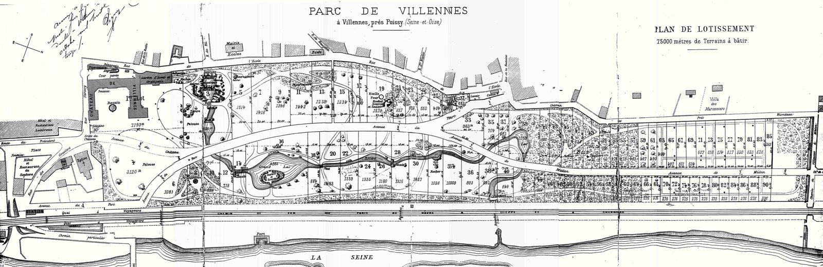 Plan de lotissement du parc en 1893