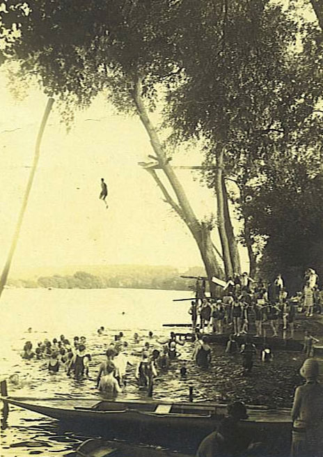 Plongeon à la plage de l'île de Villennes.