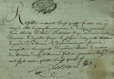 Registre des gardes de 1784