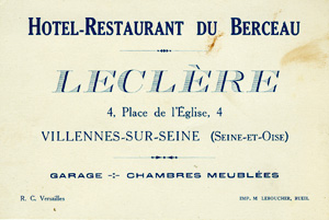 Carte postale du restaurant Berceau, Leclère