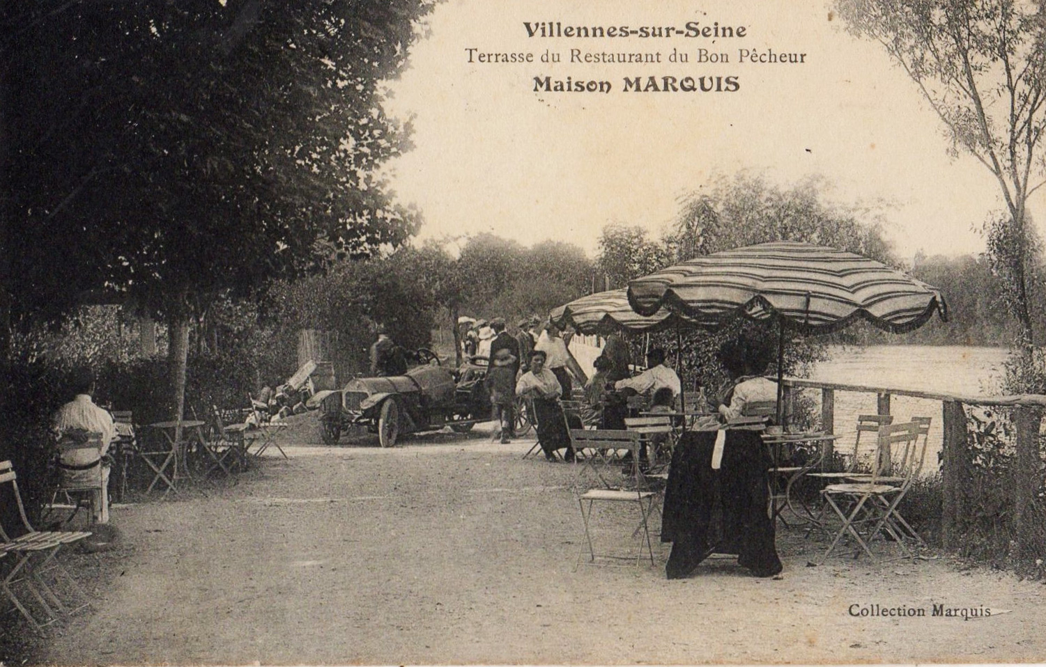 Terrasse du restaurant Les Peupliers en 1920.
