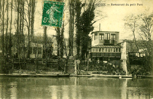 Le restaurant du Petit Parc vu de la Seine en 1908.